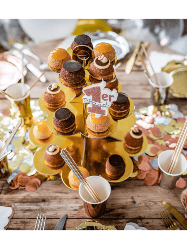 Bougies foot blanc et doré x5 - Crealoca décorations de fête tendance