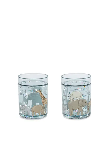 Lot de 2 verres Glitter - Safari, Konges Slojd, Verre, Boire, Enfant, Pratique, Indispensable