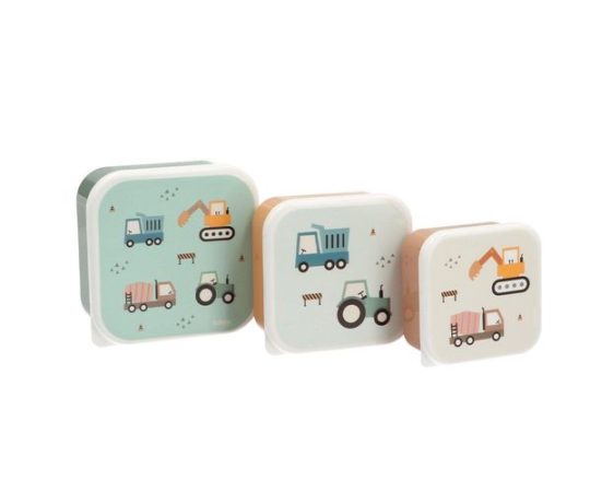 Lot de 3 boîtes à goûter - Camion, Tutete, Ecole, Enfant, Gouter, Déjeuner, Fun, Pratique