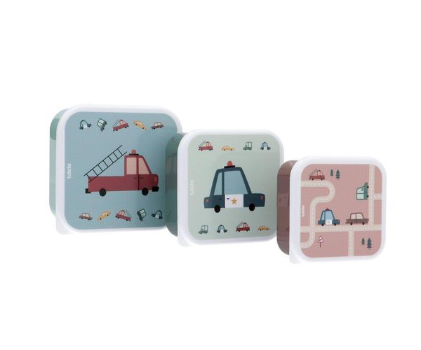 Lot de 3 boîtes à goûter - Vintage Cars, Tutete, Ecole, Enfant, Gouter, Déjeuner, Fun, Pratique