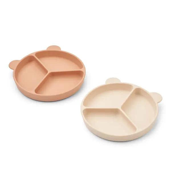 Lot de 2 assiettes à compartiments antidérapant Stacy - Tuscany rose/Apple Blossom, Liewood, Assiettes, Pratique, Indispensable, Cadeau de naissance