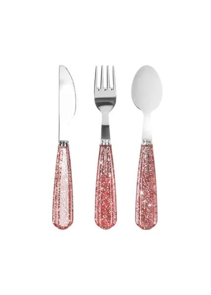 Set de 3 couverts à paillettes - Sparkling blush, Konges Slojd, Couverts, Enfant, Repas, Indispensable