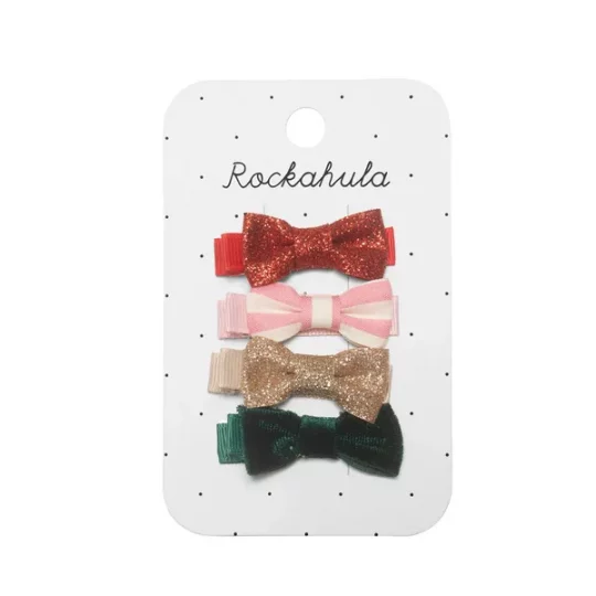 Barrettes noeuds Jolly Christmas x4, Rockahula Kids, Barrettes, Fille, Accessoire cheveux, En beauté