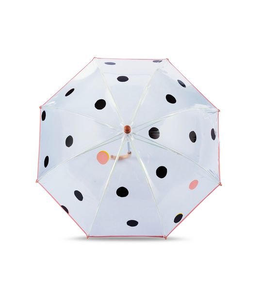 Parapluie enfant transparent Nara - Pois noir/rose corail, Anatole, Enfant, Pluie, Hiver, Stylé, Indispensable