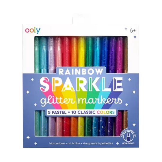 Feutres "Rainbow Sparkle Glitter" x15, Ooly, Enfant, Créativité , Coloriage