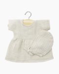 Robe Faustine et béguin rond en gaze de coton grège, Minikane, Poupée, Babies, Vêtements, Jeu