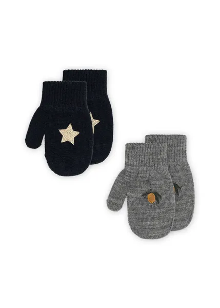 Lot de 2 paires de moufles - 6/12 mois - Mix, Konges Slojd, Enfant, Froid, Hiver, Protection, Moufles