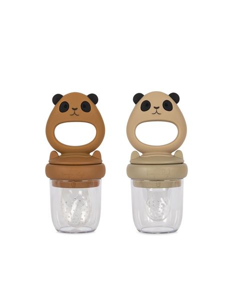 Lot de 2 Tétines grignoteuses Panda - Warm clay/Caramel, Konges Slojd, Grignoteuse, Bébé, Diversification, Cadeau de naissance