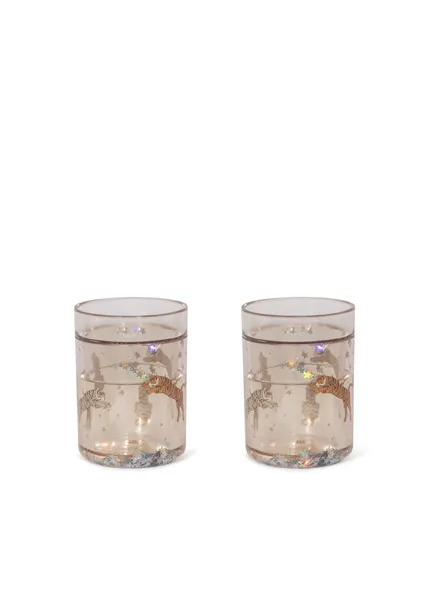 Lot de 2 verres Glitter - Roar, Konges Slojd, Verre, Repas, Enfant, Boire, Indispensable, Stylé