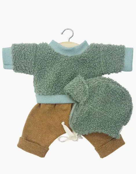 Ensemble 3 pièces pull en bouclette kaki pantalon caramel et chapka kaki, Minikane, Poupée, Gordis, Vêtement, Jeu, Enfant