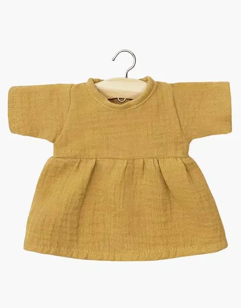 Robe Faustine à manches longues en gaze de coton camel, Minikane, Poupée, Gordis, Vêtements, Jeu, Enfant