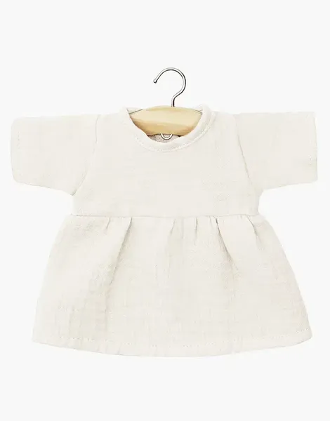 Robe Faustine à manches longues en gaze de coton écru, Minikane, Poupée, Gordis, Vêtement, Jeu, Enfant