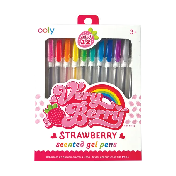 Set de 12 stylos gel parfumés - Very Berry, Ooly, Enfant, Dessins, Couleurs, Fraises, Ecole, Loisir créatif