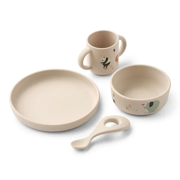 Set de vaisselle en silicone Vivi - Circus/Sandy, Liewood, Premiers repas, Cadeau de naissance, Vaisselle