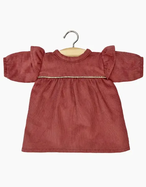 Robe mélodie en milleraies marsala avec passepoil lurex mordoré, Minikane, Poupée, Gordis, Vêtements, Enfant, Jeu